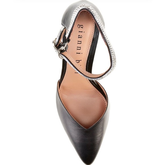 Gianni Bini Jesika Leather Rhinestone Bling Ankle Strap Pumps - Picture 6 of 6